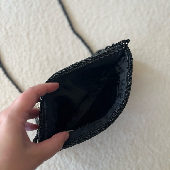 Vintage 1960s Black Beaded Zigzag Shoulder Bag – Handmade Hong Kong - Picture 12 of 13